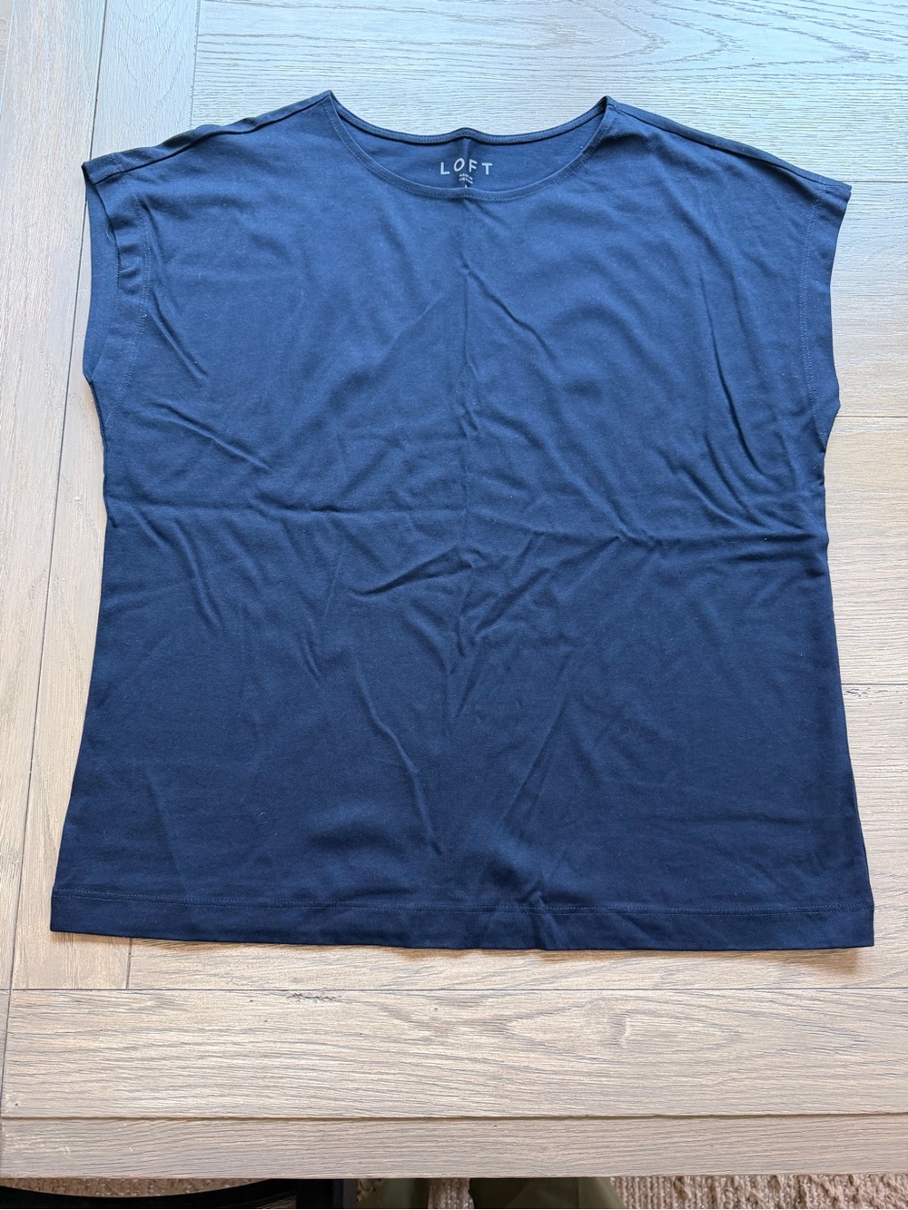LOFT Navy Boxy Short Sleeve Tee